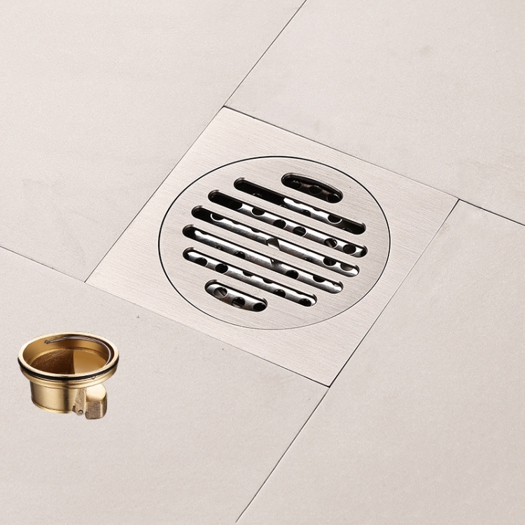 All Copper Brushed Anti-Odor Floor Drain Gravity Copper Core Bathroom Floor Drain