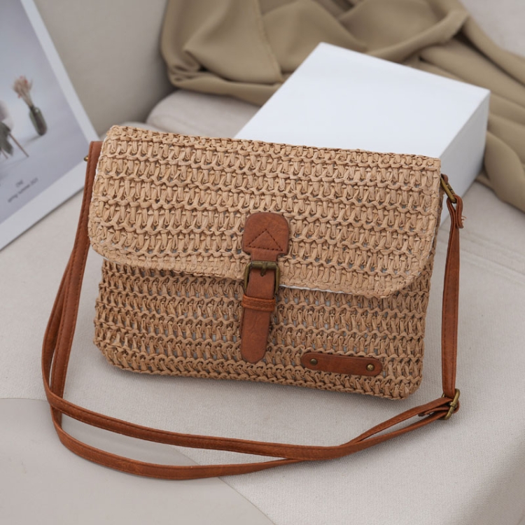 Women Retro Messenger Bag Travel Crossbody Straw Bag