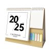 January 2025 To December 2025 English Desk Calendar With Storage Pocket, Label, Memo