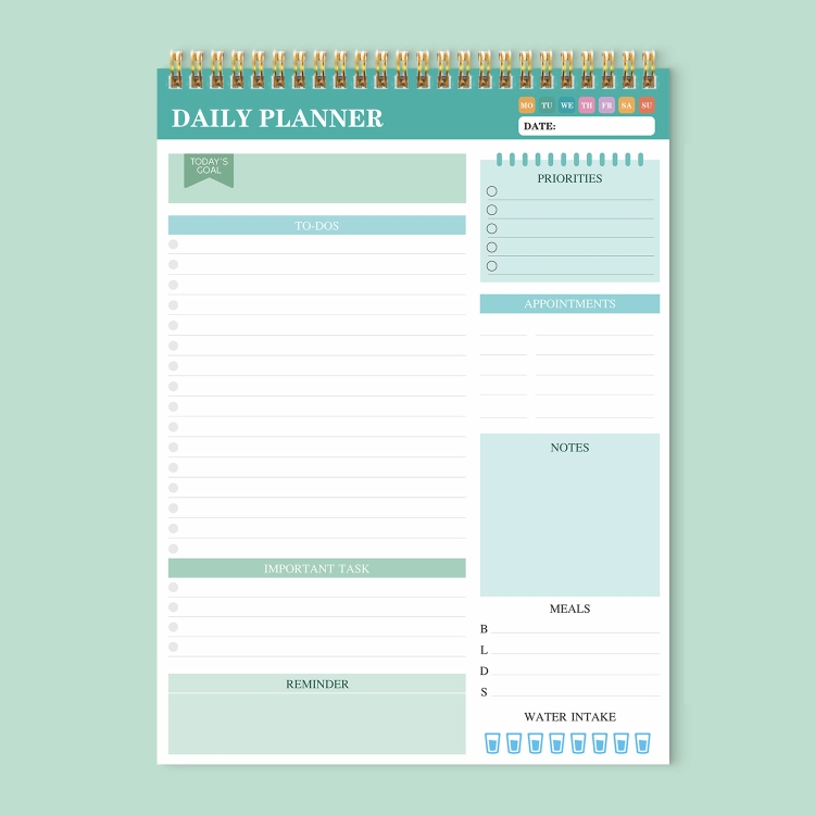 52 Sheets A4 English Daily Planner Coil Notepad Schedule Book To Do List Important Matters