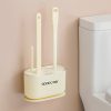 3 In 1 No Punch Wall Mounted Toilet Brush Household TPR Bristles Bathroom Cleaning Brush With Base
