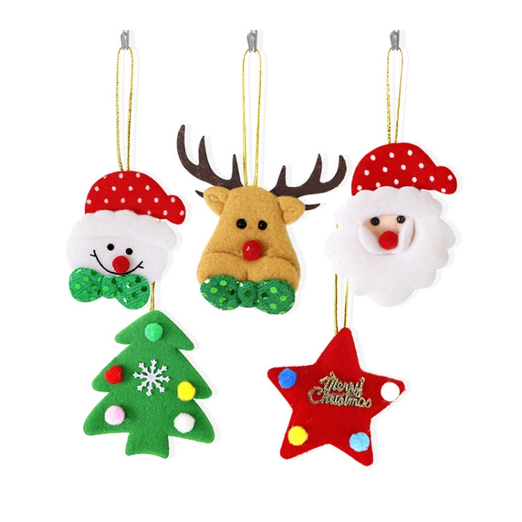 Christmas Tree Pendant Cartoon Santa Claus Elk Snowman Pentagram Plush Dolls Hanging Ornaments