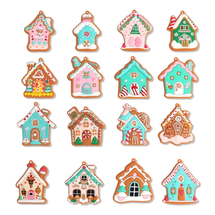 PVC Christmas House Pendants Christmas Tree Decorations Scene Arrangement Props