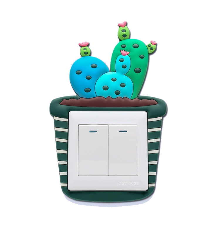 Luminous Three-dimensional Cactus Switch Sticker Socket Panel Cover Decor