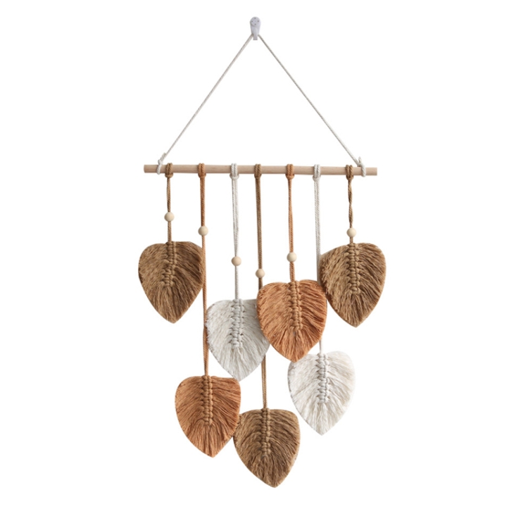 Hand Woven Leaf Macrame Wall Hanging Cotton Rope Leaf Tapestry Boho Room Home Decor
