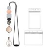 Silicone Beaded ID Badge Retractable Lanyard with 2 Card Holders For Teacher, Nurses, Students