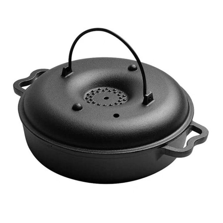 Cast Iron Sukiyaki Pot Roast Sweet Potato Pot Round Barbecue Grill Pan With Lid Turkey Roasting Pan