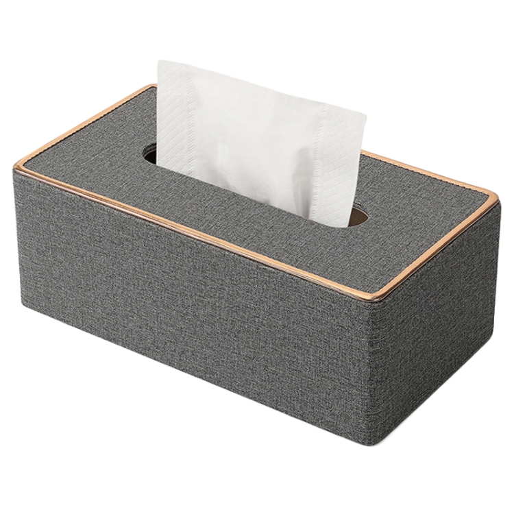 Home Decor Tissue Box Cover Desktop Gold Rim Faux Leather Napkin Holder Toilet Paper Storage Box