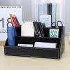 Desktop Stationery Box Multi-functional PU Leather Home Compartment Sundry Organizer Storage Box