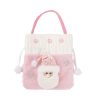 Pink Series Plush Gift Bags for Christmas Presents with Drawstring