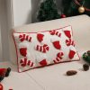 Simple Christmas Tufted Pillowcase Circle Velvet Trimmed Cushion Cover, Pillow Core Not Included