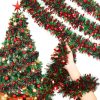 20pcs /Pack 2m x 9cm Christmas Red & Green Wide Cut Tinsel Garland For Holiday Decor