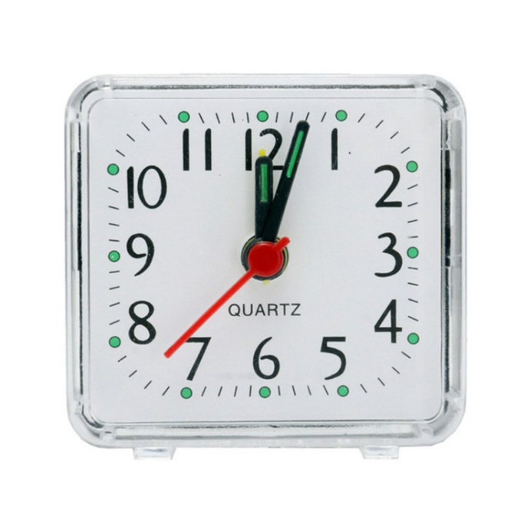 Square Alarm Clock Transparent Case Compact Digital Mini Bedroom Bedside Office Electronic Clock