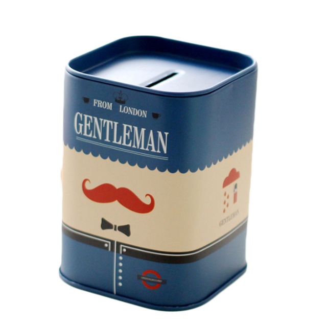 Personalise Square Piggy Bank Logbook Series Tin Plate Box Money Saving Pot Coin Box