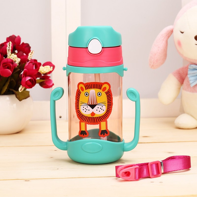400 ml Baby Bottle Silicone Children's Drink Cup Bouncing Opening with Handle with Cartoon Pattern Baby Drinking Cup