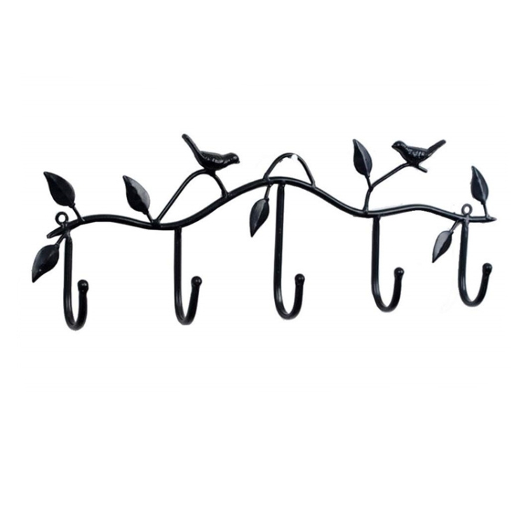 Wrought Iron Birds Pattern Decorated Simple Clothes Hooks
