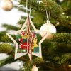 3D Christmas Wooden Pendant Christmas Tree Ornament DIY Santa Xmas Tree Decoration