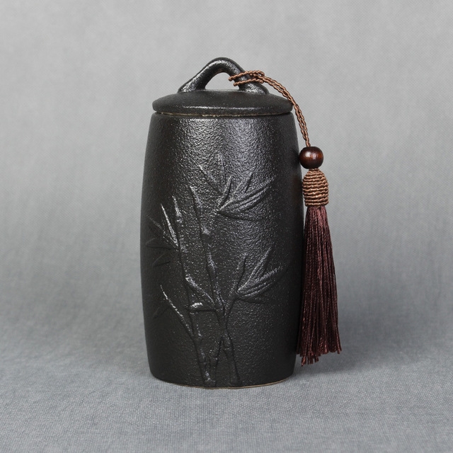 Bamboo Pattern Stoneware Tea Cans Storage Tanks Ceramic Tea Set Tea Ceremony Accessories
