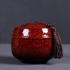 Kiln Transmutation Ceramic Mini Tea Pot Storage Moisture-proof Can Sealed Tea Tank
