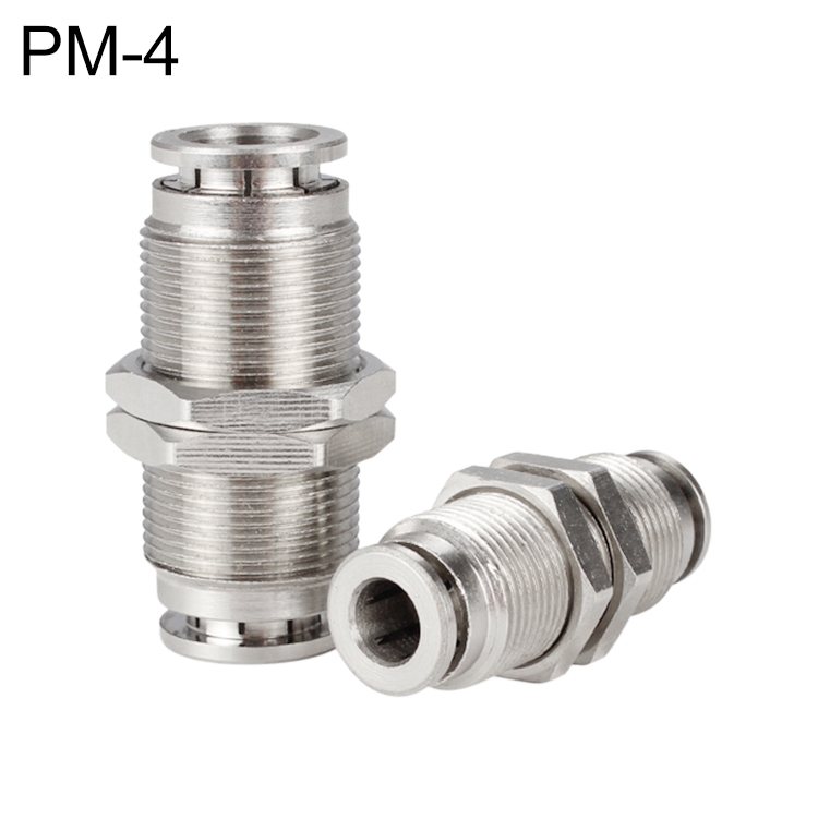 LAIZE Nickel Plated Copper Bulkhead Straight Pneumatic Quick Connector