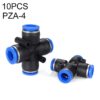 LAIZE 10pcs Plastic PZA Four-way Pneumatic Quick Fitting Connector