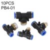 PB6-03 LAIZE 2pcs Plastic T-type Tee Male Thread Pneumatic Quick Connector