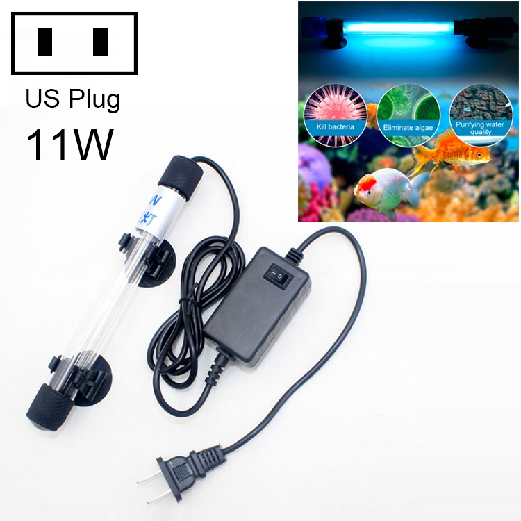 110V 11W UV Ultraviolet Algae Disinfection Fish Tank Lamp, US Plug