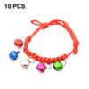 10 PCS Hand-Woven Adjustable Pet Bell Collars, Adjustable Perimeter: 18-32cm, Random Color Delivery