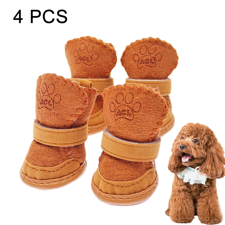 4 PCS New Style Winter Lamb Fur Snow Boots Pet Dog Shoes, Length: 4.3cm, Width: 3.5cm