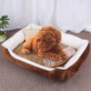 Dog Bone Pattern Big Soft Warm Kennel Pet Dog Cat Mat Blanket, with Rattan Mat & Blanket Size: XS, 50×40×15cm