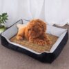 Dog Bone Pattern Big Soft Warm Kennel Pet Dog Cat Mat Blanket, with Rattan Mat Size: L, 80×60×15cm