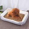 Dog Bone Pattern Big Soft Warm Kennel Pet Dog Cat Mat Blanket,  with Rattan Mat Size: XL, 90×70×15cm