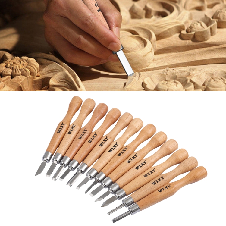 WLXY 12 PCS / Set Wood Carving Chisels Knife Basic Woodcut Working Handmade Rubber Stamps Hand Tools