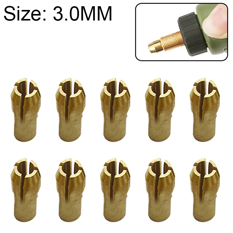 10 PCS Three-claw Copper Clamp Nut for Electric Mill Fittings，Bore diameter: 3.0mm