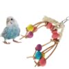 Creative Leather Rope Wooden Bead Parrot Bird Bite Toy