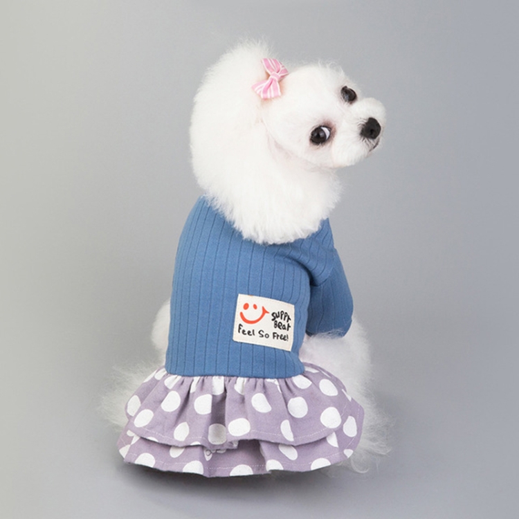Pet Dog Costume Skirt Spring and Summer Smiley Polka Dot Dress