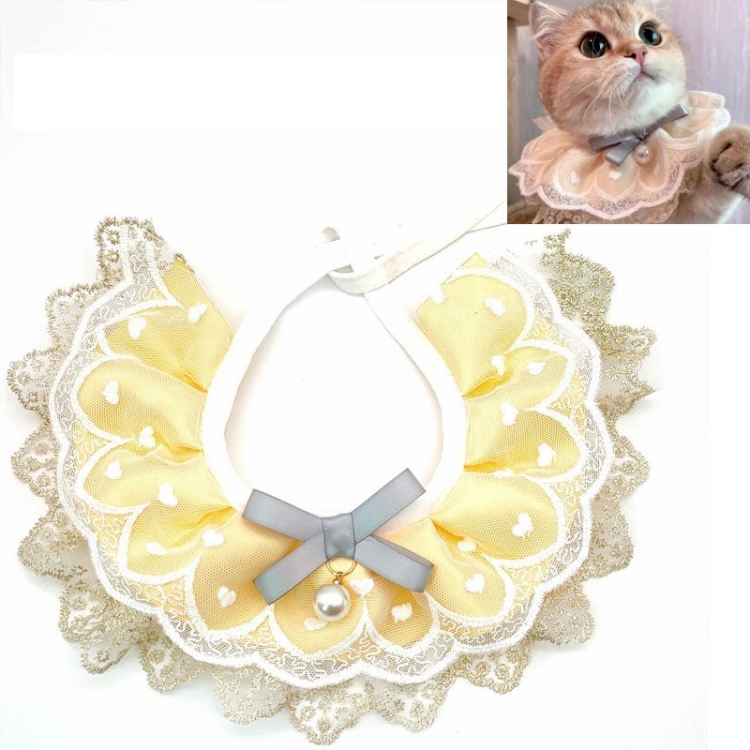 Pet Bib Adjustable Saliva Towel Lace Pearl Pendant Dog Collar