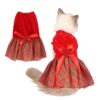 Christmas Pet Dog Plaid Butterfly Skirt