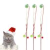 3 PCS Hairball Pendant Funny Cat Stick Scratch-Resistant Long Rod Wire Cat Toy