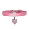 Heart Shaped Pendant PU Leather Dog Collar Pet Dog Leash