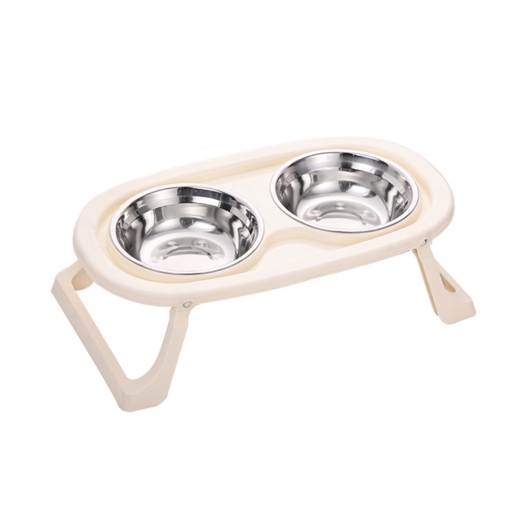 Collapsible Pet Bowl Eating Drinking Bowl Neck Guard Tall Double Bowl