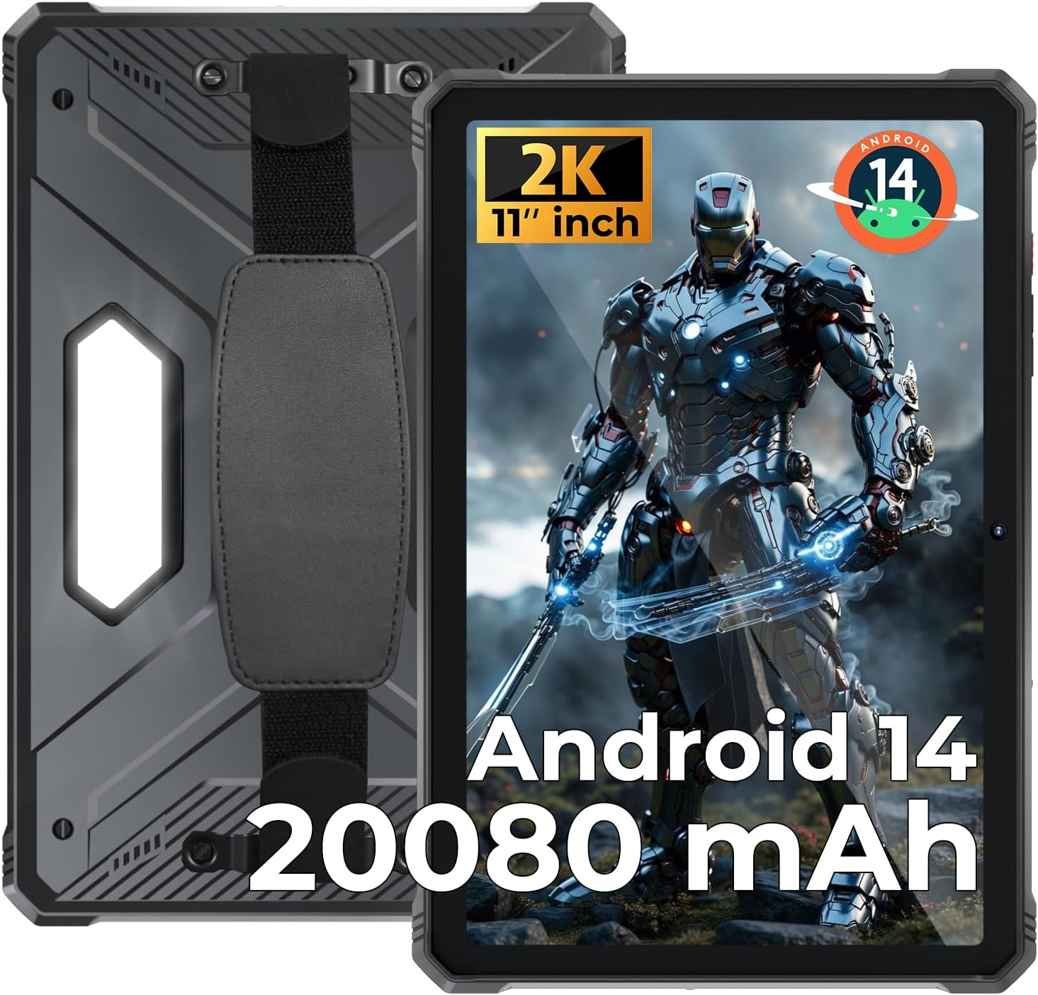 HOTWAV R9 Pro 2025 Rugged Tablet Android 14-2K 11 Inch 20080mAh Waterproof Tablet, 20GB+256GB/2TB SD Outdoor Tablets, 64MP+16MP Camera IP68&IP69K/Dual SIM 4G/WiFi 5/Face ID, GPS/OTG/Camping Lanten