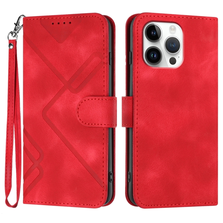 Line Pattern Skin Feel Leather Phone Case, For iPhone 16 Pro Max, For iPhone 16 Pro, For iPhone 16 Plus, For iPhone 16