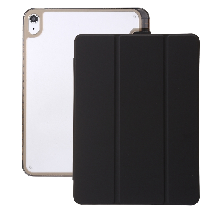 Clear Acrylic 3-Fold Leather Tablet Case, For iPad 10th Gen 10.9 2022, For iPad Air 11 2025 / 2024, For iPad Air 13 2025 / 2024