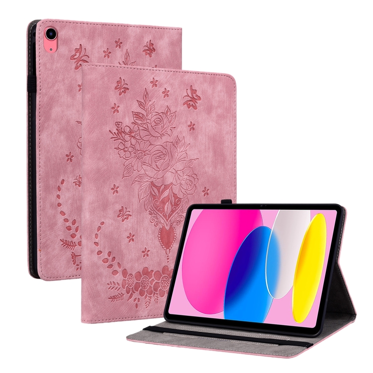 Butterfly Rose Embossed Leather Tablet Case, For iPad 10th Gen 10.9 2022