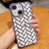 Woven Grid 3D Electroplating Laser Engraving Phone Case, For iPhone 14, For iPhone 14 Pro, For iPhone 14 Pro Max, For iPhone 13 Pro Max