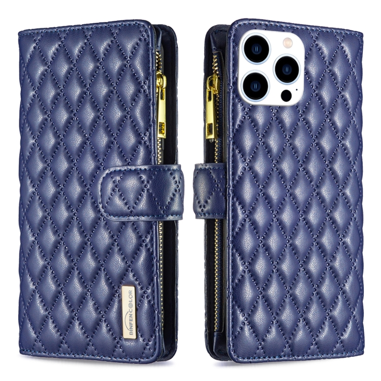 Diamond Lattice Zipper Wallet Leather Flip Phone Case, For iPhone 16 Pro Max, For iPhone 16 Pro, For iPhone 16 Plus, For iPhone 16