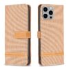 Color Block Denim Texture Leather Phone Case, For iPhone 15 Pro Max, For iPhone 15 Pro