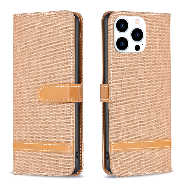 Color Block Denim Texture Leather Phone Case, For iPhone 16 Pro Max, For iPhone 16 Pro