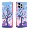 Colored Drawing Pattern Flip Leather Phone Case, For iPhone 15 Pro Max, For iPhone 15 Pro